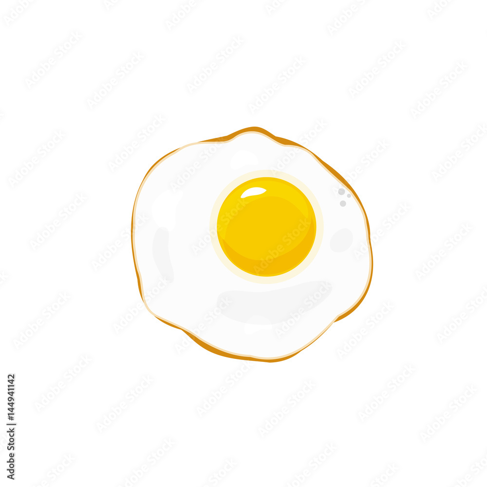 Egg fried vector icon isolated on white background, flat style scrambled egg, omelet Egg fried vector icon isolated on white background, flat style scrambled egg, omelet