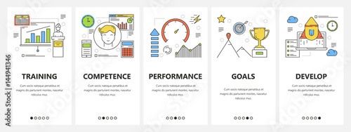 Vector thin line flat design career concept vertical banners