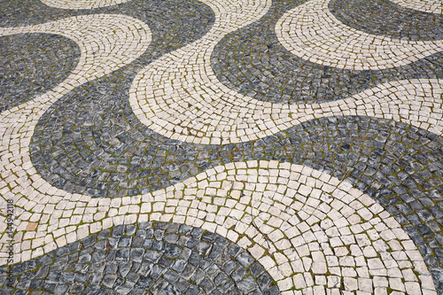 Detail of a cobblestone pavement - Lisbon, Portugal