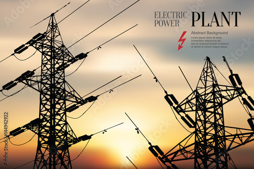 Electric power station. Abstract sketch stylized background