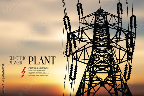 Electric power station. Abstract sketch stylized background