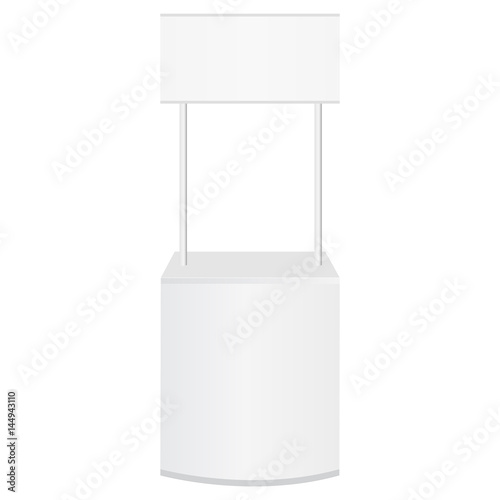 Promotion retail trade stand isolated on white background. Mockup for design or branding, marketing campaigns, projects. Point-of sale. Vector illustration