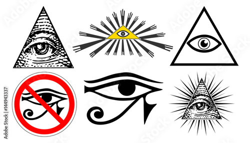 all seeing eye of providence, illuminati new world order, set vector