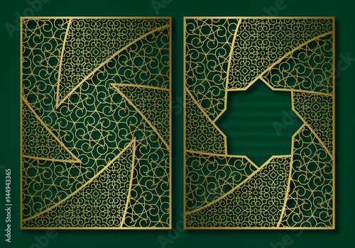 Golden vintage book cover template. Face and back of booklet design.