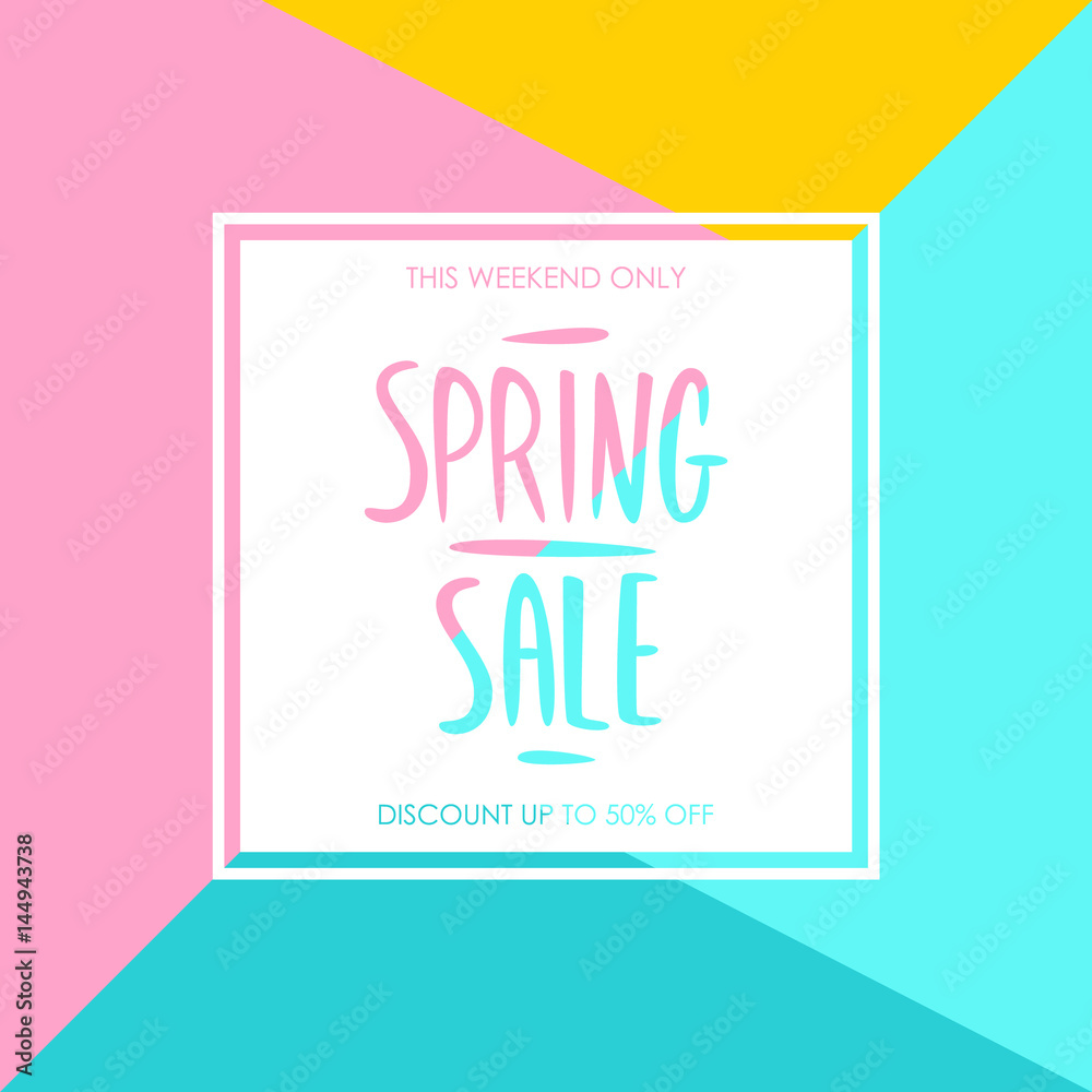 Fototapeta premium Spring Sale special offer background with handwritten text design for business, promotion and advertising. Vector illustration.