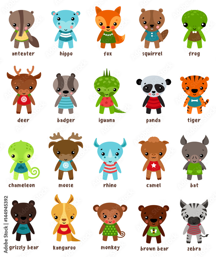 Obraz premium Cartton smiling animal kids