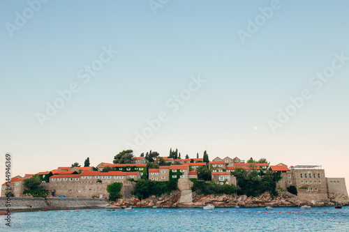 Island of Sveti Stefan in Montenegro. Panoramic shot