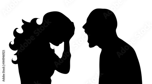 Vector silhouette of couple on white background.