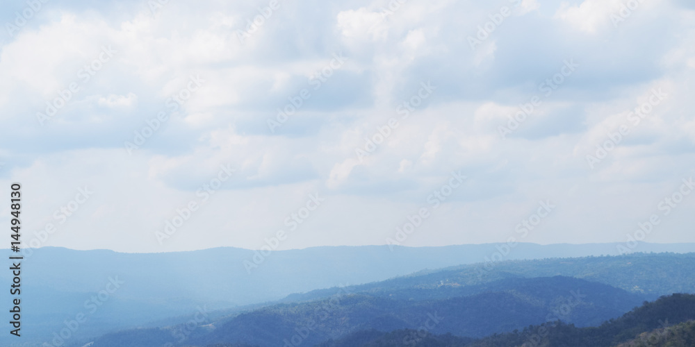 Blue sky background with clouds on mountain Background 