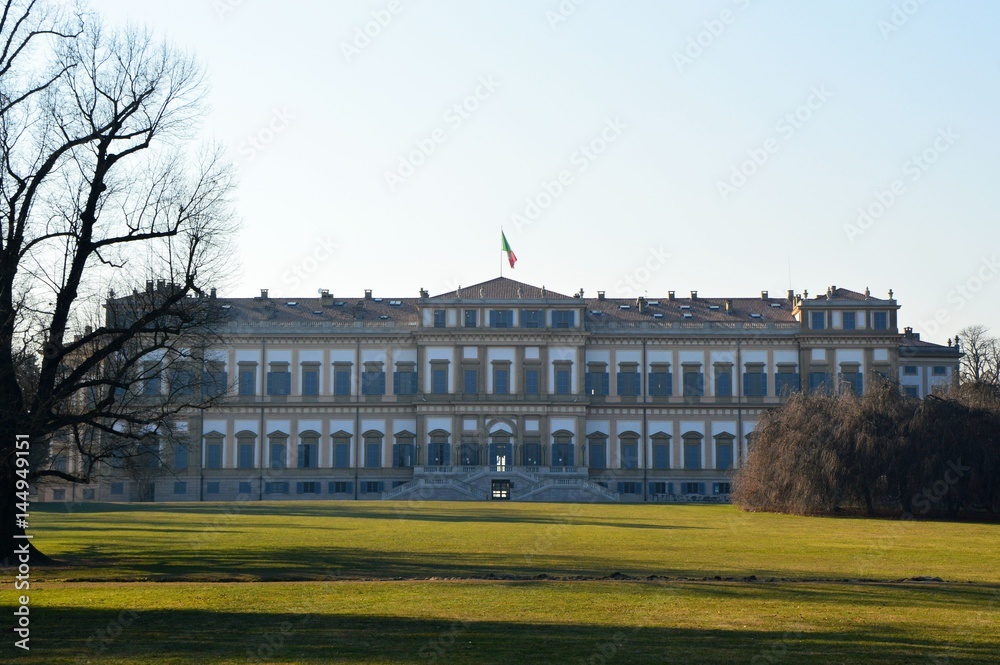 Naklejka premium Royal Villa of Monza/Palazzo Reale Monza in Monza Park in the winter, Lombardy Italy 