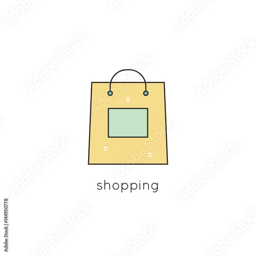 Shopping bag line icon photo