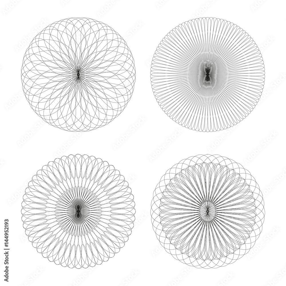 Naklejka premium Guilloche circle stamp set