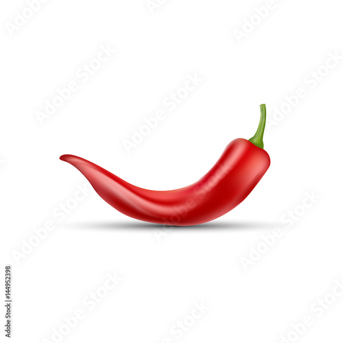 Red chilli pepper isolated on white background. Healthy, hot and spicy organic food. Vector illustration. EPS 10