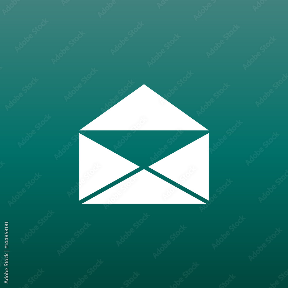 Mail envelope icon vector isolated on green background. Symbols of email flat vector illustration. Mail envelope icon vector isolated on green background. Symbols of email flat vector illustration.
