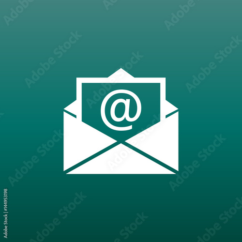 Mail envelope icon vector isolated on green background. Symbols of email flat vector illustration.