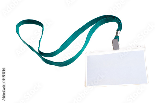 neck badge isolated on white with blank Identification card