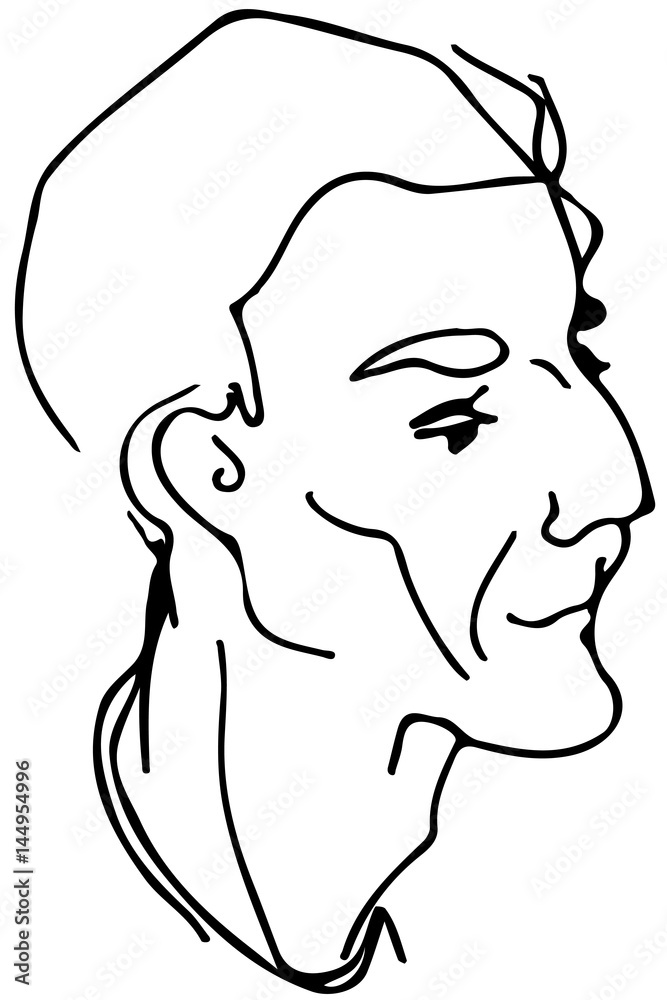 vector sketch of the face of an adult male