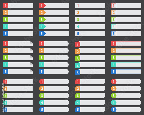 ranked or numbered list template set, vector design