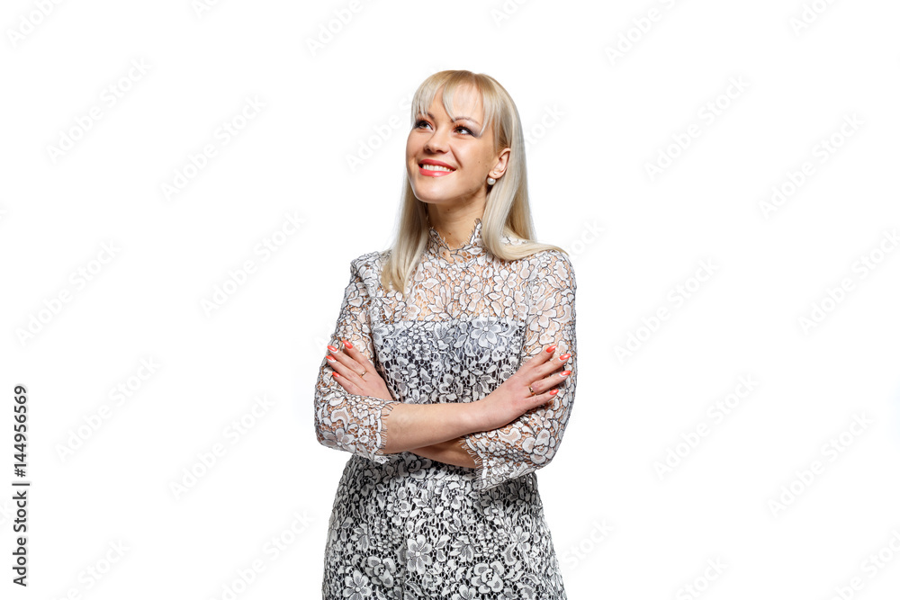 Pretty blonde girl posing isolated on white Pretty blonde girl posing isolated on white