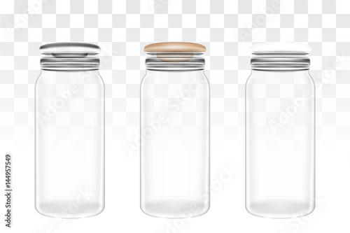 a set of real transparent glass jar bottle
