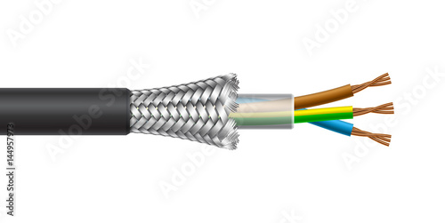 Power multicore cable structure. Vector illustration.