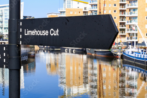 Limehouse Cut street sign in London photo