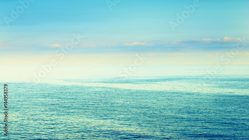 Horizon, where the sea and the sky merge together. Image is an abstract illustration or painting, fine art.