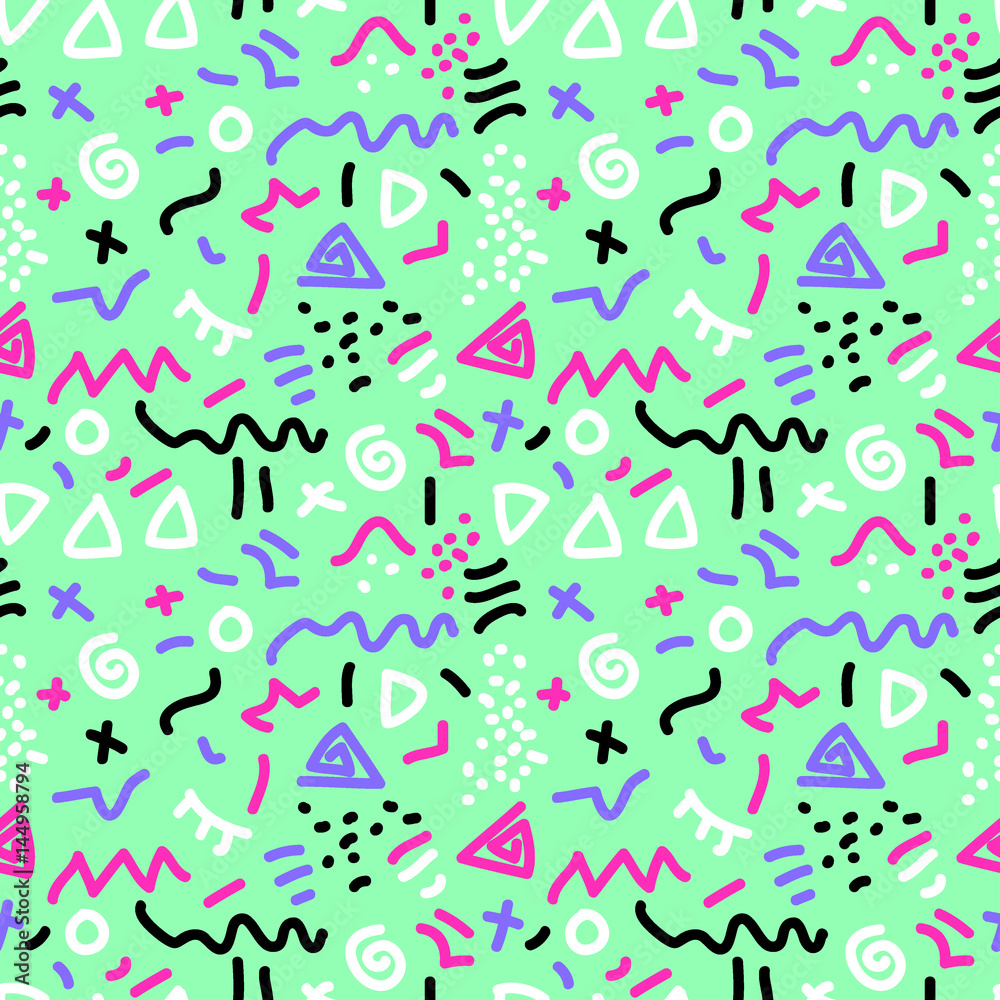 Trendy seamless pattern in 80s style for your decoration
