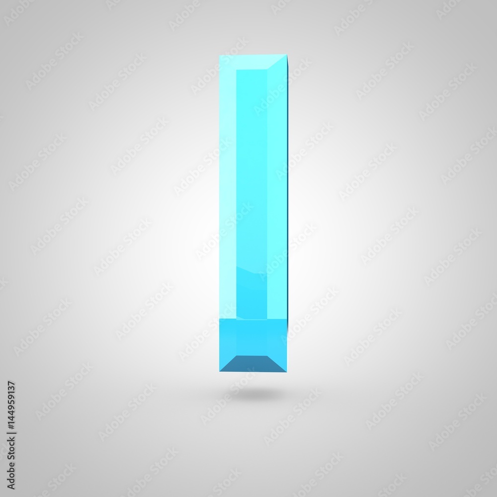 Blue low poly alphabet letter L lowercase isolated on white background.