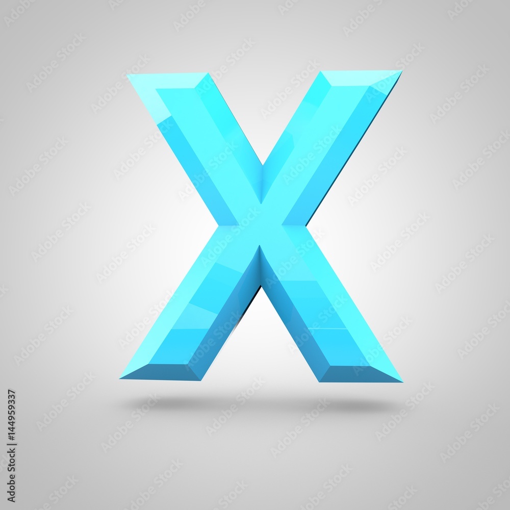 Blue low poly alphabet letter X uppercase isolated on white background. Blue low poly alphabet letter X uppercase isolated on white background.
