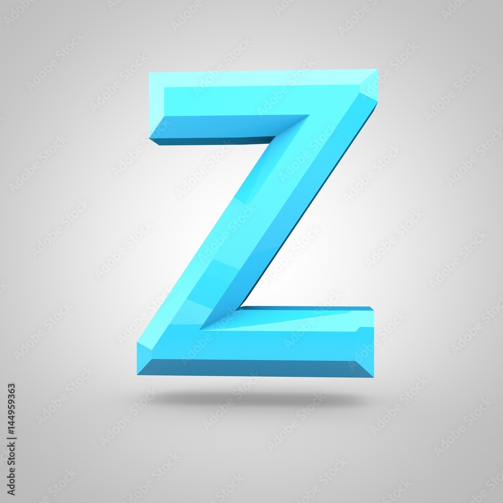 Blue low poly alphabet letter Z uppercase isolated on white background. Blue low poly alphabet letter Z uppercase isolated on white background.
