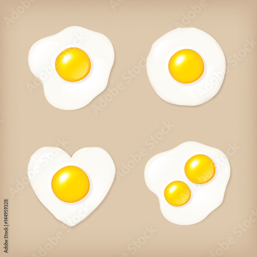 Fried egg vector icon set