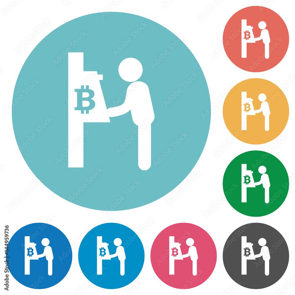 Bitcoin cash machine flat round icons Bitcoin cash machine flat round icons