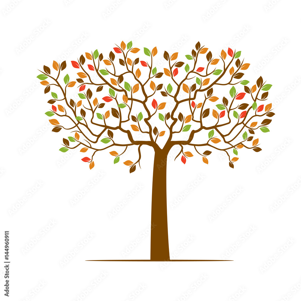Fototapeta premium Color Tree with Leafs. Vector Illustration.