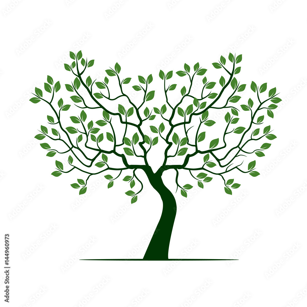 Obraz premium Green Tree with Leafs. Vector Illustration.