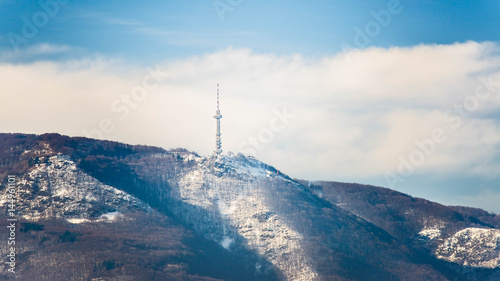 TV tower in Vitosha Mountain (hoof) to Sofia. Bulgaria photo