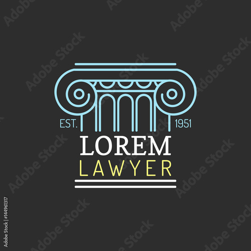 Law office logo. Vector vintage attorney, advocate label, juridical firm badge. Act, principle, legal icon design.