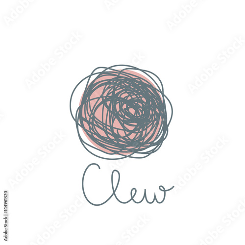 Vector logo template for wool shop or corporate identity. Illustration of  hand drawn clew. Hobby icon.