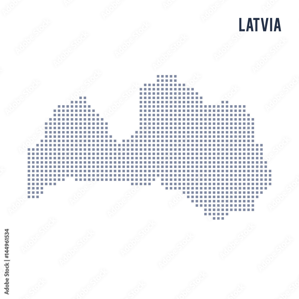 Vector pixel map of Latvia isolated on white background