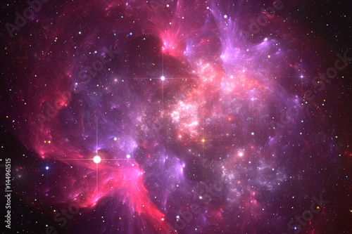 Fototapeta Naklejka Na Ścianę i Meble -  Space background with purple ring nebula and stars
