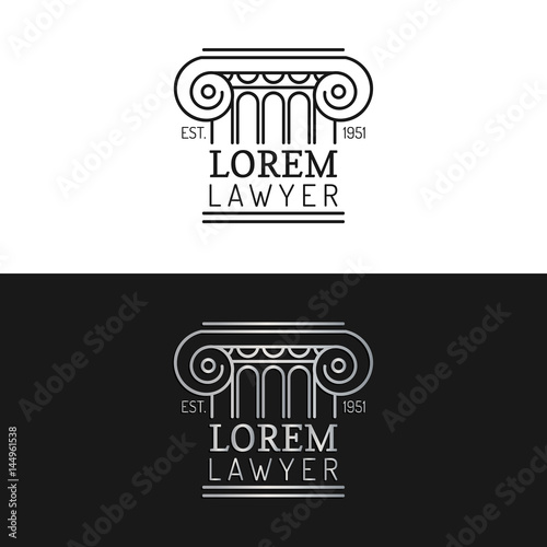 Law office logos set. Vector vintage attorney, advocate labels, juridical firm badges. Act,principle,legal icons design.