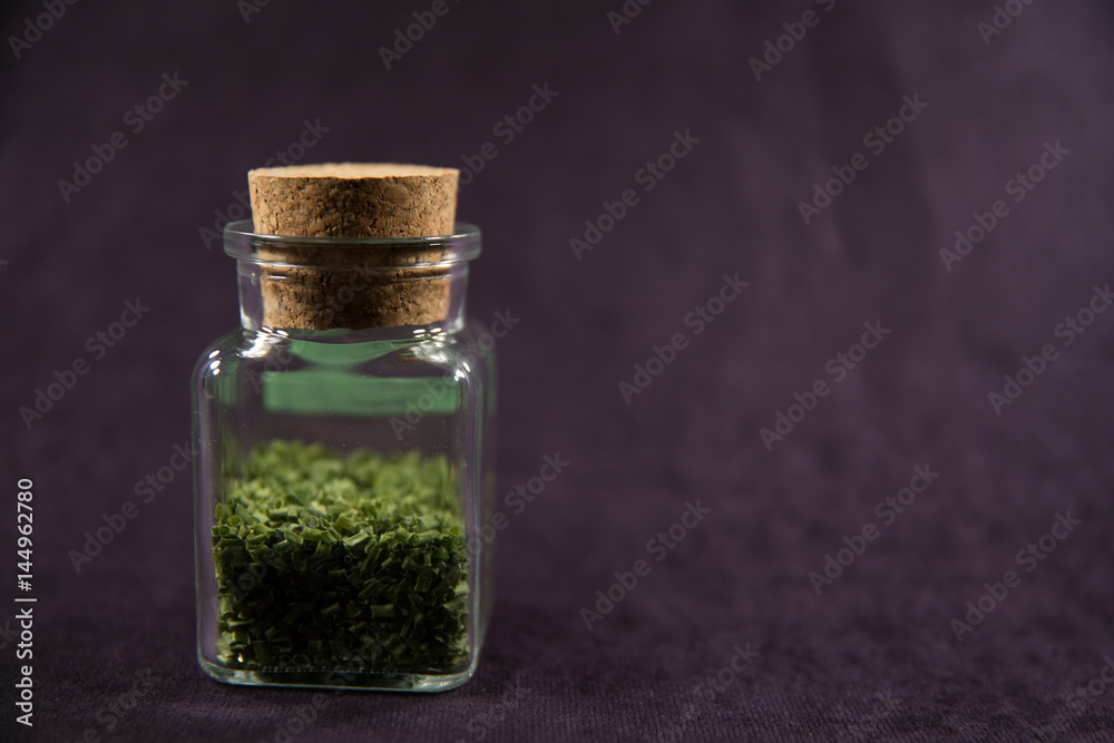Kondimente, Glasflasche, Korkdeckel Kondimente, Glasflasche, Korkdeckel