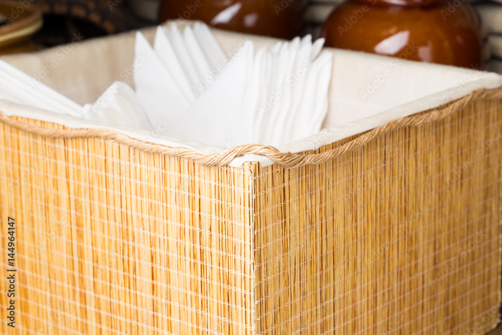 Straw napkin holder. Straw napkin holder.