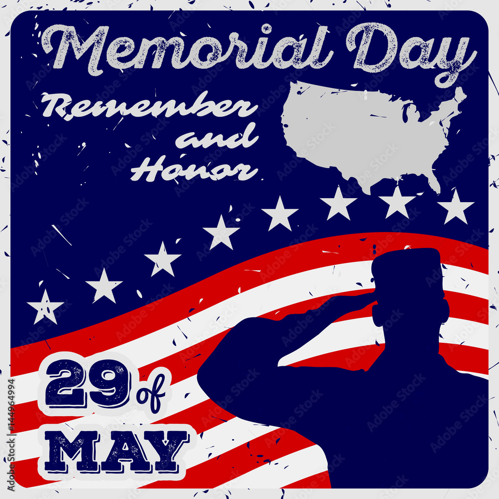 Obraz premium Vintage Memorial Day greeting card, banner or poster.