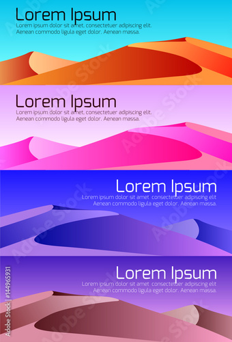 Set of desert landscape banners. Day and night. Vector background for your design