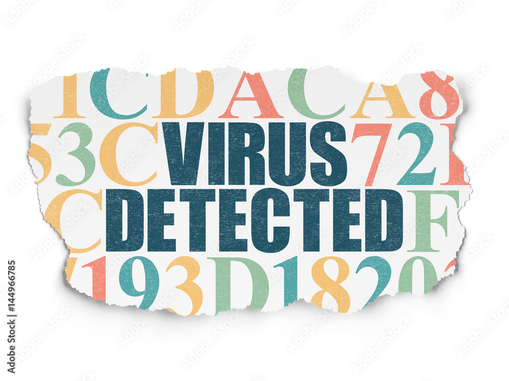 Security concept: Virus Detected on Torn Paper background Security concept: Virus Detected on Torn Paper background