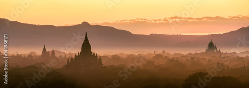 Sunset in Bagan  Myanmar. Bagan is ancient city with thousands of ancient temples in Myanmar.