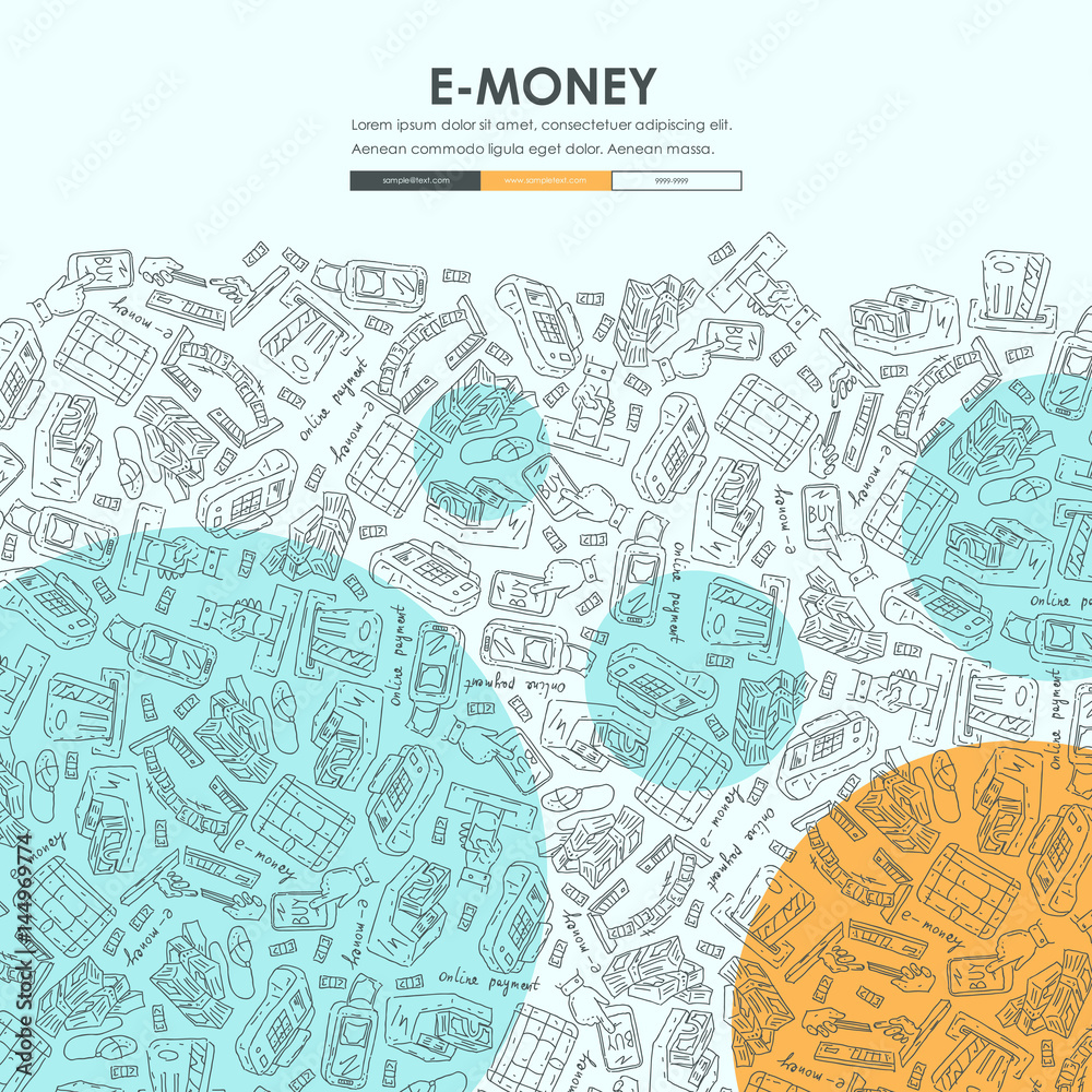 Obraz premium e-money Doodle Website Template Design