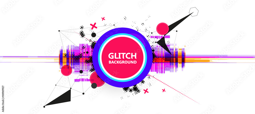 Geometric glitch abstract vector background. Modern chaos illustration.