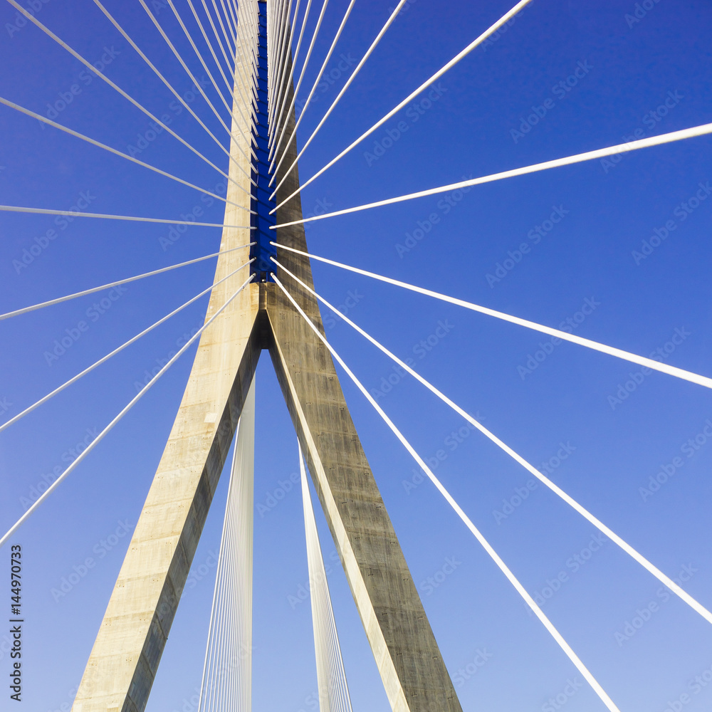 Close-up of a cable-stayed bridge. Close-up of a cable-stayed bridge.